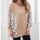 thumbnail image 2 of Las mujeres de manga larga superior de cuello redondo mangas Batwing impreso blusa Casual para oficina en casa, 2 of 6