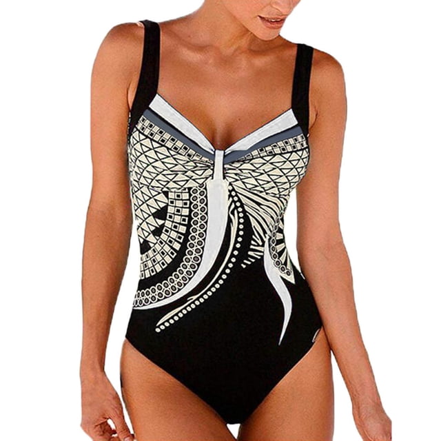 GZWYHT Maillots de Bain une Pièce pour Femmes Maillot de Bain Femme Femme Dos Nu Imprimé Tenue de Plage Maillot de Bain une Pièce Ensemble Bikini Maillots de Bain pour Femmes aux Formes Maillot de Bain pour Femme Blanc m