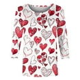 thumbnail image 5 of FAVIPT Valentines Day Tops for Women Cute Love Heart Print Graphic Tees T-Shirt 3/4 Length Sleeve Tunic Tops Pullover 2025 Multicolor,L, 5 of 5