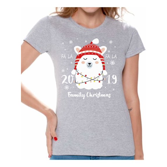 Awkward Styles Ugly Xmas Shirts for Women Christmas Llama T-Shirt