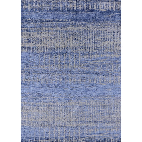 Ahgly Company Machine Washable Indoor Rectangle Industrial Modern Blue Gray Area Rugs, 3' x 5'