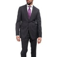thumbnail image 5 of Napoli Slim Fit Navy Blue Windowpane Two Button Half Canvassed Wool Suit, 5 of 6