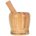 thumbnail image 4 of MasteelfCA Bamboo Grinding Bowl Mortar with Pestle Garlic Masher Kitchen Accessory, 4 of 7