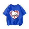 thumbnail image 3 of 2024 Ropa infantil Verano Camiseta con estampado de Hello Kitty Camiseta de moda infantil Camiseta de manga corta Top de cuello redondo para niñas, 3 of 5