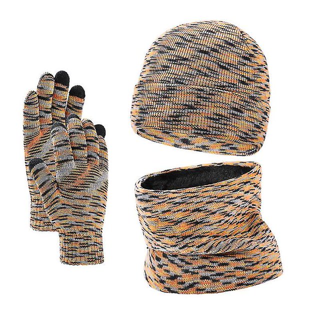 Gorros de invierno para hombre y mujer, guantes con pantalla táctil, bufanda para el cuello, conjunto de calentador, gorro de punto con forro polar, regalos para hombres y mujeres