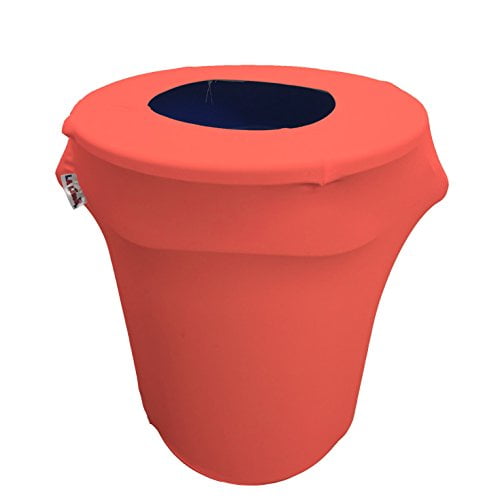 LA Linen SpandexCover32G_CoralX55 LA Linen Spandex Extensible Housse de Poubelle Ronde de 32 Gallons, Corail