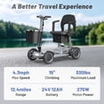 thumbnail image 3 of EAGLOG Lightweight Mobility Scooter for Seniors, Foldable Motorized Scooters with Removable Lithium Battery, Pneumatic Tires, Airport Approved, 12.4 Miles Range, 330lb Capacity, Silver, 3 of 14