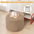 thumbnail image 5 of Fluffy Round Ottoman Pouf with All-in-One Foam Filling 20" x 14" Furry Ottoman Foot Rest Foot Stool for Living Room or Bedroom (Light Coffee), 5 of 18