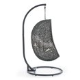 thumbnail image 3 of Modway Hide Modern Rattan/Fabric Outdoor Swing Chair with Stand in Gray/White, 3 of 8
