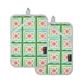 thumbnail image 7 of Yayeee Pot Holders Kitchen Heat Resistant with Pockets 7"x9.8" Cotton Oven Cooking Hot Pads, Green Blossom Mosaic, 7 of 7