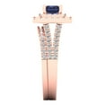 thumbnail image 3 of 3.05ct Brilliant Emerald Cut Blue Sapphire 14K Rose Gold Halo Solitaire with Accents Engagement Bridal Wedding Ring Band Set size 10.5, 3 of 7
