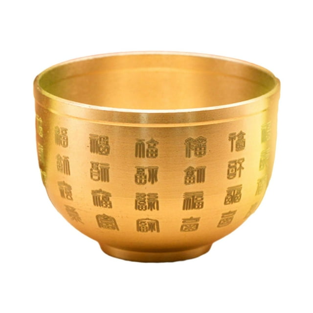 Cuenco de latón Feng Shui, cuenco del tesoro, mini de arroz, caracteres chinos Fu Mini Bai Fu, cuenco para oficina, hotel, comedor, escritorio