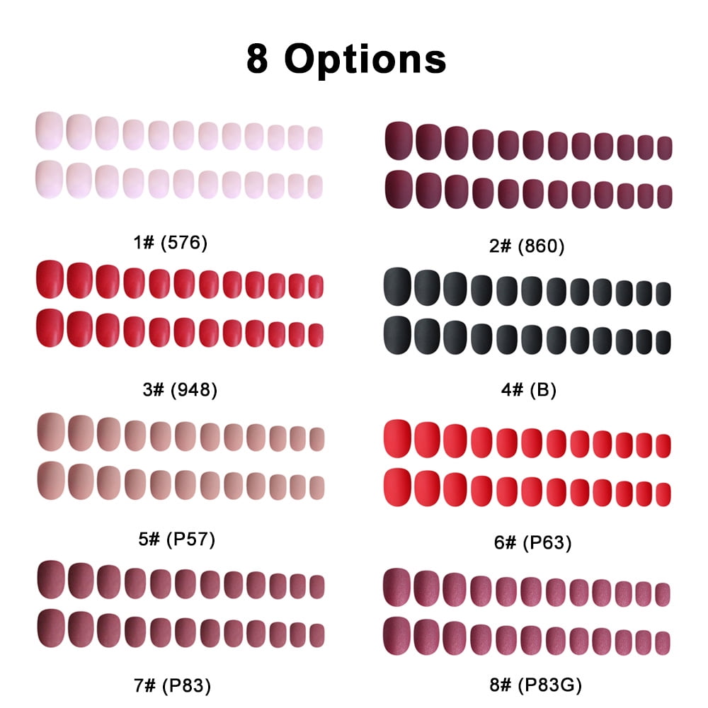 24pcs Fake Nails Tips in 12 Different Sizes Natural Short False Nails Tips Full Cover for Nail