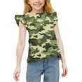 thumbnail image 2 of Cowsor Girls Ruffled Camo Print Short Sleeve T Shirt Cute Lightweight Summer Top for Little Kids, 2 of 6