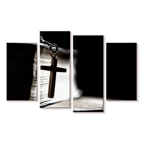 Elephant Stock Christian Wall Art - Horizontal Multi Panel Canvas - Living Room Wall Decor - Religion And Spirituality Multi Panel - Black And Gray Decor - 24" x 14"