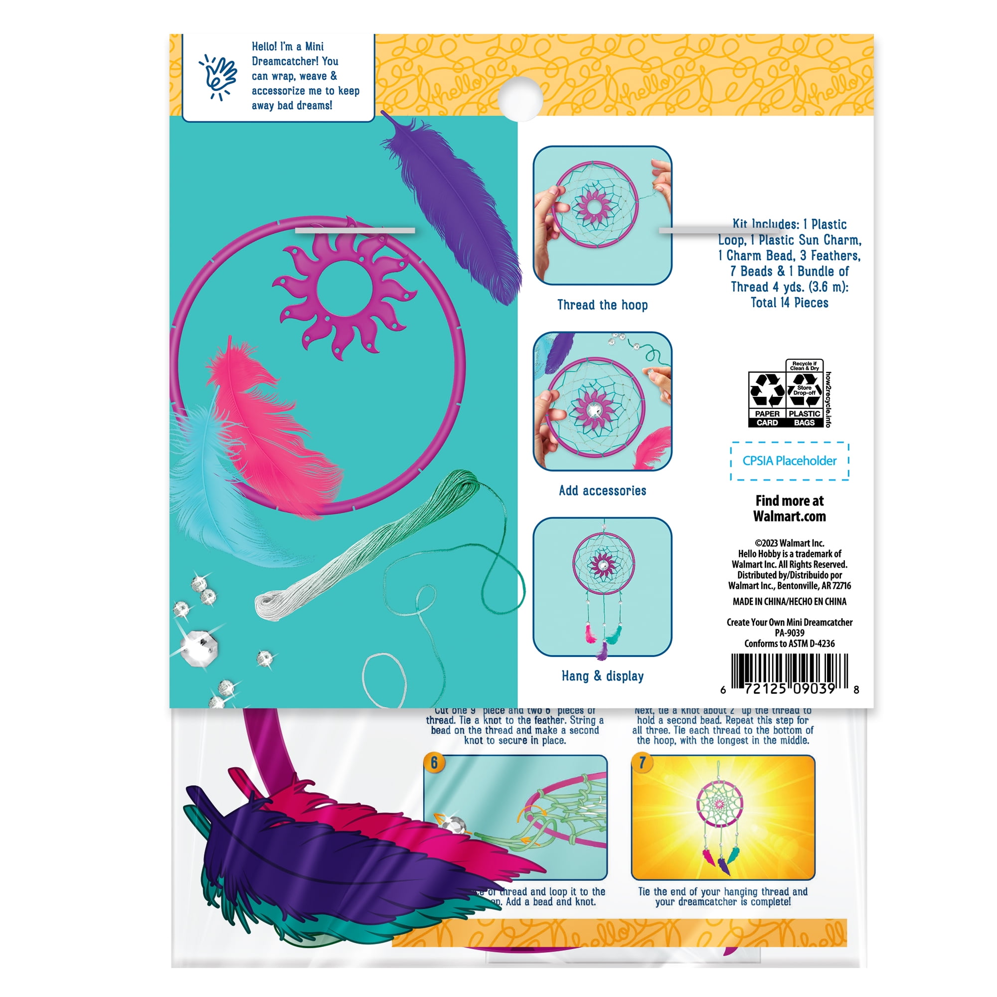Hello Hobby Create Your Own Multi-Color Mini Dream Catcher Decoration, Child Craft Kit