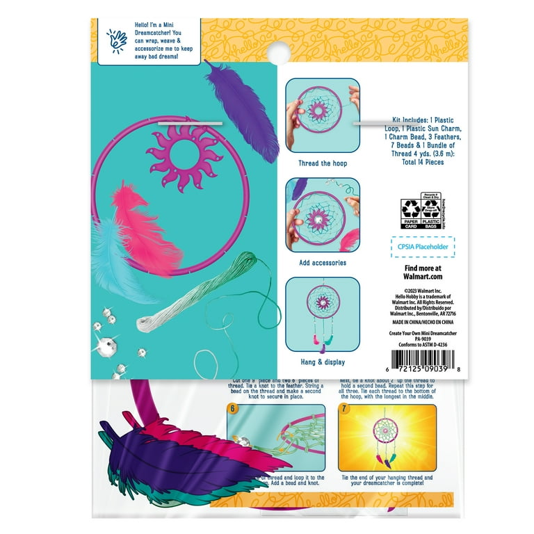 2 pack) Hello Hobby Create Your Own Multi-Color Mini Dream Catcher