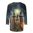 thumbnail image 4 of Womens Tops Halloween 3/4 Length Sleeve Shirts Fashion Halloween Printed Plus Size Tunic Tops Blouses Fall Casual Round Neck Pullover Halloween Holiday Costume TShirt, 4 of 5