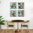 thumbnail image 3 of Seashell Decor for Bathroom Beach Wall Art Ocean Decor Rustic Teal Blue Conch Shell Decoration Coastal Starfish Canvas Pictures Nautical Bedroom Kitchen Artwork Farmhouse Home Decor 12x12" 4 Pcs, 3 of 6