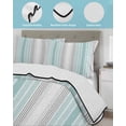 thumbnail image 4 of Aqua Gray Stripes Summer Quilt Set Twin Size,Soft Microfiber Quilted Bedding Set with 2 Pillow Shams,Minimalist Gradient Lines Aesthetic Lightweight All Season Bedspread Coverlet for Bedroom 68"x86", 4 of 6