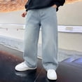 thumbnail image 2 of QHFBli Kids Boys Baggy Hop Jeans Wide Leg Skater Denim Pants Casual Loose Fit Long Trousers Streetwear, 2 of 7