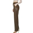 thumbnail image 3 of Pxiakgy Leather for women Women Leather Leggings High Waisted Lined Stretchy Pants Buttom Tights Bronze + L, 3 of 9