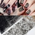 thumbnail image 3 of NEWSPIED 10 Rolls Black Lace Nail Foil Transfer Stickers Retro Lace Flower Nail Foils Nail Art Supplies Holographic Nail Foil Decals Designs Nail Transfer Foil for Women Acrylic Nails Decoration, 3 of 7