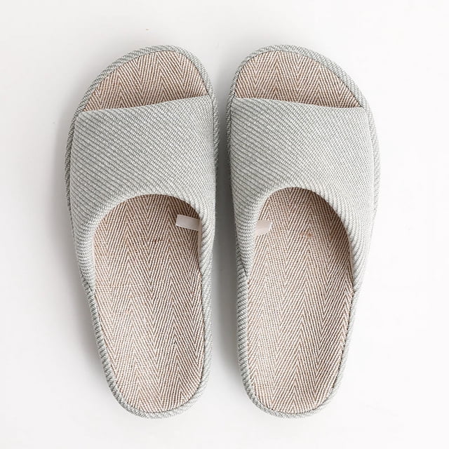 Pantuflas gruesas para el hogar de algodón y lino simples para primavera y verano para parejas, para interiores y exteriores, para las cuatro estaciones
