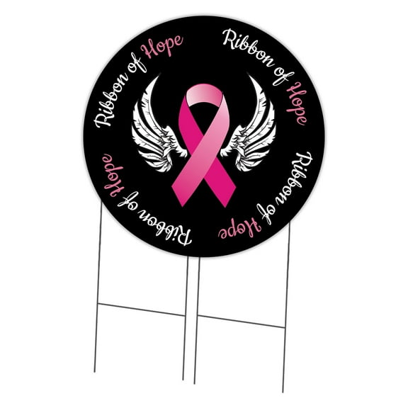 SignMission Corrugated Plastic Sign With Stakes 36" Circular - Ribbon Of Hope | Coroplast Yard Sign With Stake |  Made in the USA