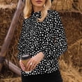 thumbnail image 4 of Women's Polka Dot Leopard Blouses Dressy Long Sleeve Mock Neck Shirt Tops Loose Fit Elegant Work Office Tshirts Top, 4 of 5