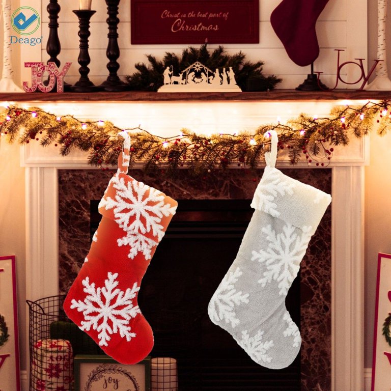  DIYASY White Christmas Stockings, 4 Pack Large Faux