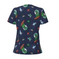 thumbnail image 4 of Naloa Dinosaur Astronaut Print T-Shirts Short Sleeve V Neck Tees for Women Fashion Tops Trendy Lightweight Soft Casual Summer Outfits Clothes, 4 of 5