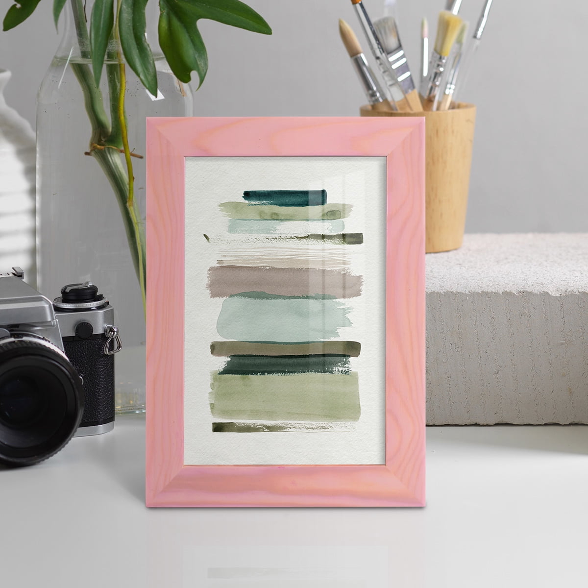 Grass Stains I - Framed Print w/glass - Sunset Pink