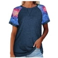 thumbnail image 1 of Pompotops Hauts pour Femmes Sexy Col Rond Imprimé Patchwork T-Shirt Blouse à Manches Courtes, 1 of 8