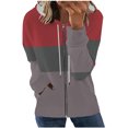 thumbnail image 2 of ICHUANYI liquidación moda mujer manga larga cremallera frente abierto suelta prendas de vestir exteriores blusa estampada abrigo Tops bolsillos blusa con capucha ICHUANYI WER2023082200437, 2 of 5