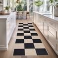 thumbnail image 2 of HIWEAVER Black/White 2' x 6' Easy Jute Runner for Kitchen Non Slip Stain Resistant Checkered Indoor Outdoor Throw Carpet Non Shedding Modern Geometric Mat for Hallway Outdoor Patio Rug, 2 of 6