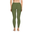 thumbnail image 2 of Hunter Green Color Leggings Women Poly-Span Solid Color Print Green Leggings 10, 2 of 8