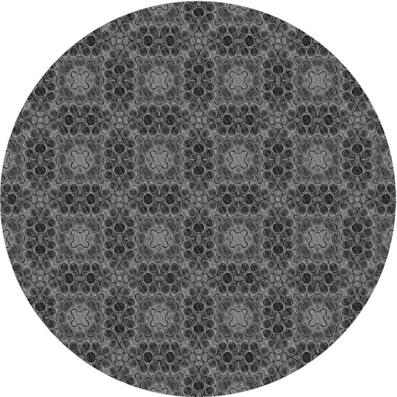 Ahgly Company Machine Washable Indoor Round Transitional Gray Area Rugs, 5' Round
