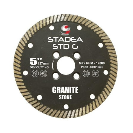 Stadea SBD103C Diamond Saw Blade 5-Inch Continuous Turbo For Grinder - Granite Dry Cutting, 8 MM