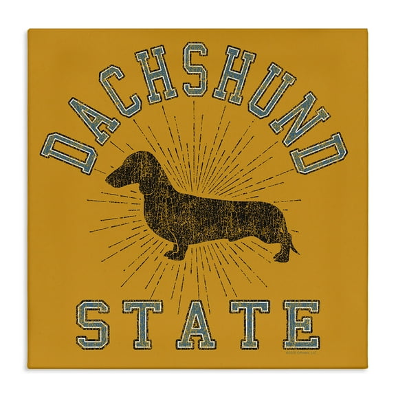 Stupell Industries Vintage Dachshund State Novelty & Humor Painting Wrapped Canvas Art Print Wall Art, 17 x 17