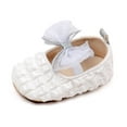 thumbnail image 6 of XIMIN Infant Baby Girl Mary Jane Dress Flats Shoes Newborn Non-Slip Soft Sole First Walking Lightweight Sparkly Design Wedding Baptism Princess Shoes (0-3 Months, White), 6 of 7