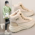 thumbnail image 2 of Zapatos altos de invierno para mujer, zapatos acolchados de algodón y gamuza, cálidos zapatos de lana de cordero con suela gruesa que realzan la versión coreana, 2 of 6