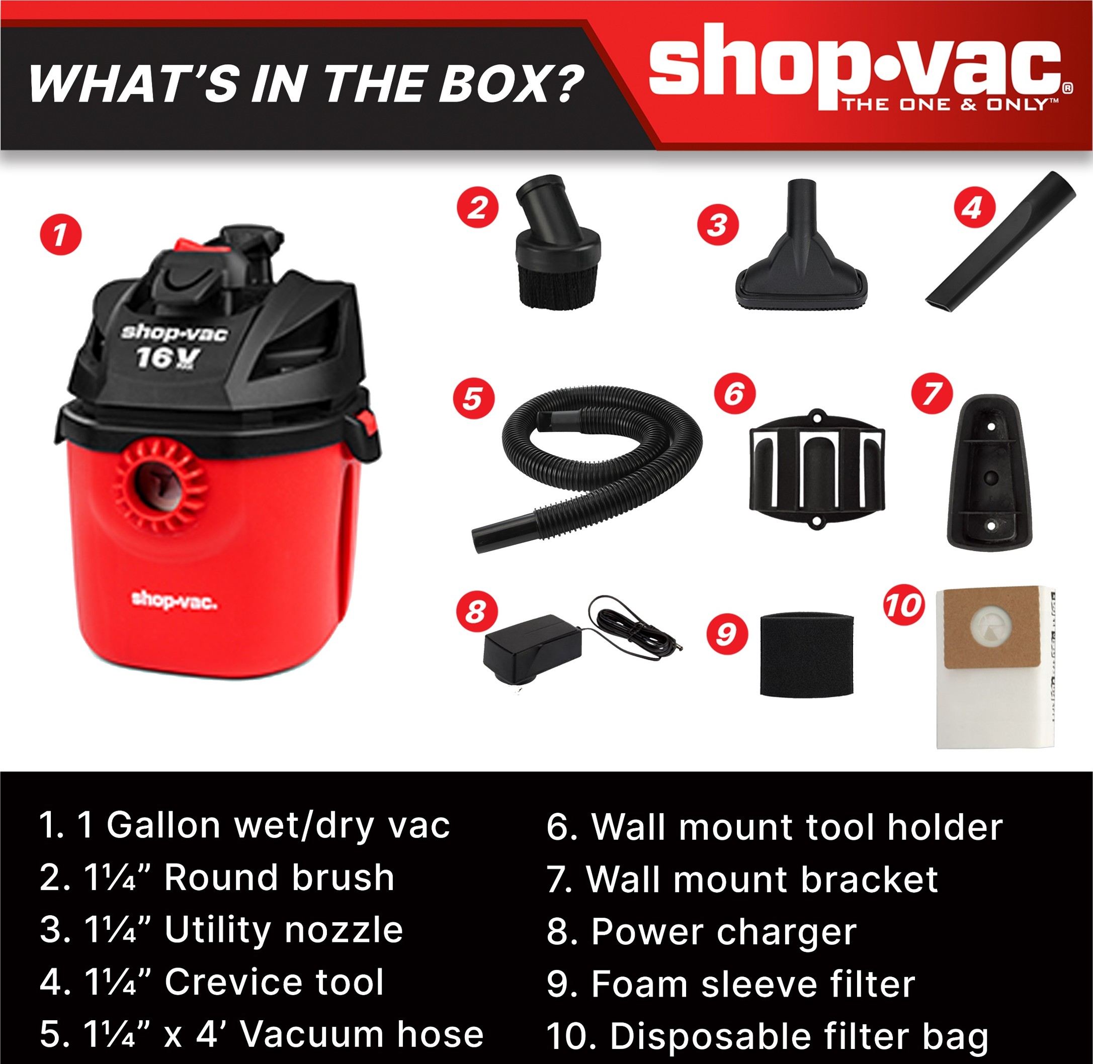 Shop-Vac Cordless 1G Lithium Ion Wet Dry Vac