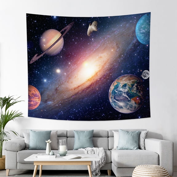 Galaxy Tapestry Space Blue Night Starry Sky Stars Universe Aesthetic Tapestry Wall Hanging Backdrop Room Decor for Bedroom Living Room,60Wx50H