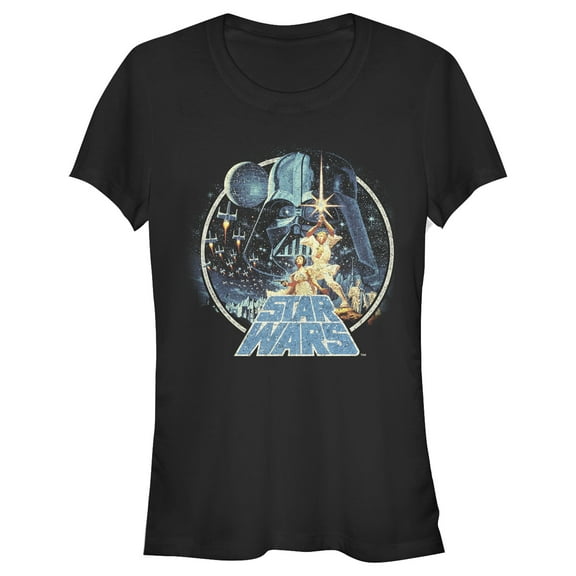 Junior's Star Wars Classic Scene Circle Graphic Tee Black Medium