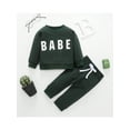 thumbnail image 2 of TheFound Baby Long Sleeves + Trousers, Letter Print Adjustable Elastic Waist, 2 of 9