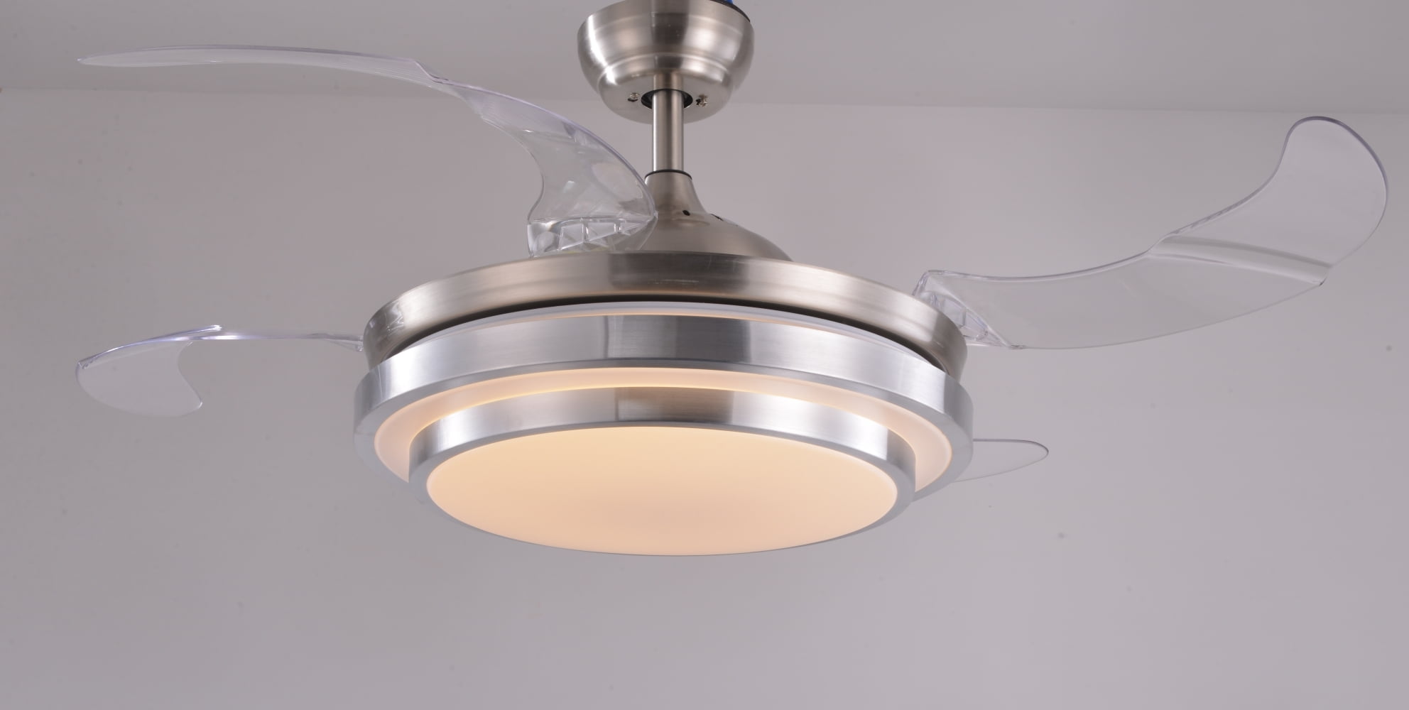 Remix Lighting 36 Chrome Round Led Ceiling Fan With Foldable Blades Remix Lighting 36 Chrome Round Led Ceiling Fan With Foldable Blades Warm Light Com