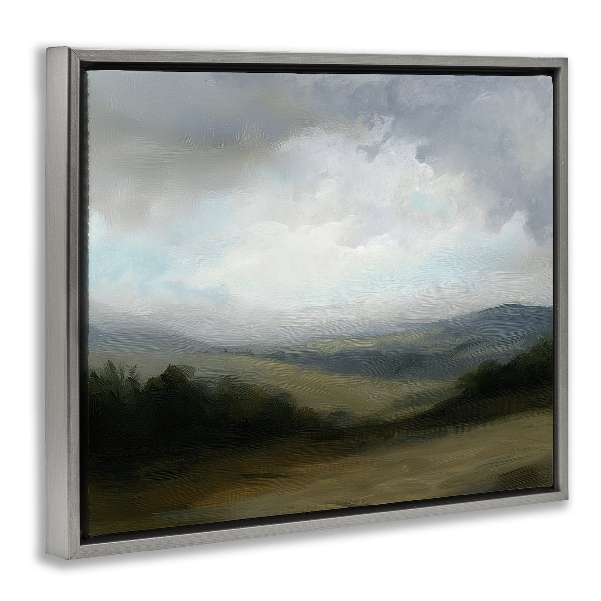 Stupell Industries Refreshed Quiet Rolling Hills Gray Framed Floater Canvas Wall Art, design by Annabelle Hall