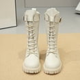 thumbnail image 6 of LYHao Fashion Autumn Children Girls Sports Shoes Flat Thick Bottom Non Slip Easy To Wear PU Upper Comfortable Boots ,Girls Boots Sizes 3 White(11-11.5 Years), 6 of 6