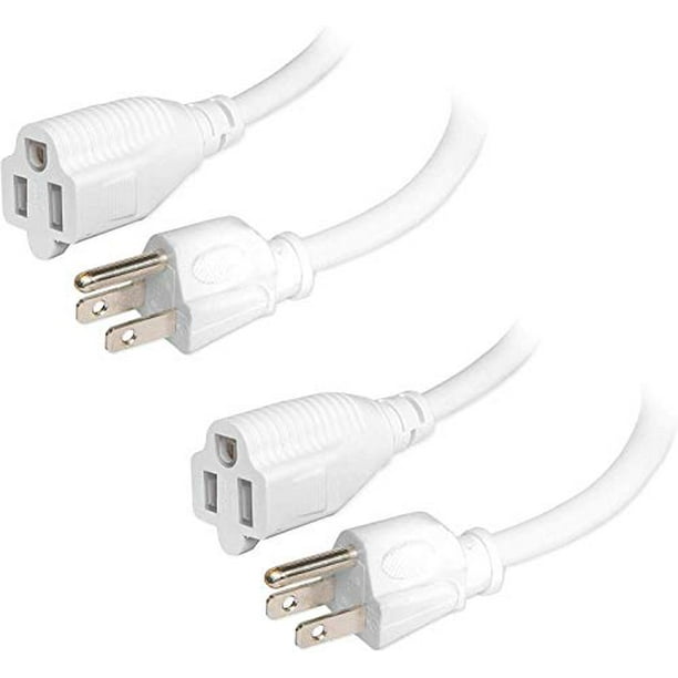 6 Ft White Extension Cord 2 Pack 16/3 Durable Electrical Cable
